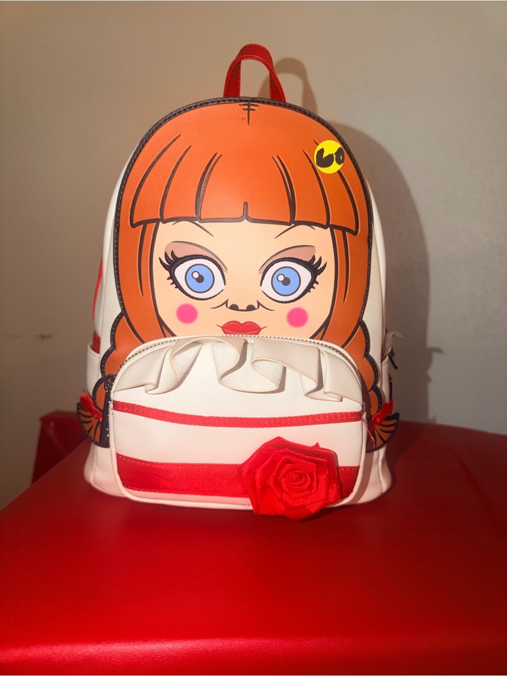 Loungefly anabelle Ruffle Backpack - White, Red, Orange